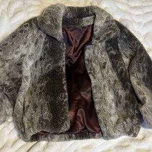 Luxurious Gray Faux Fur Jacket